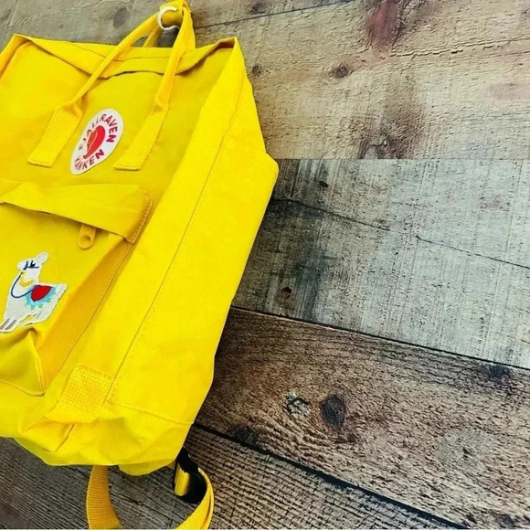 Unisex Fjallraven Kanken Yellow Backpack W Llama Patch main image 5